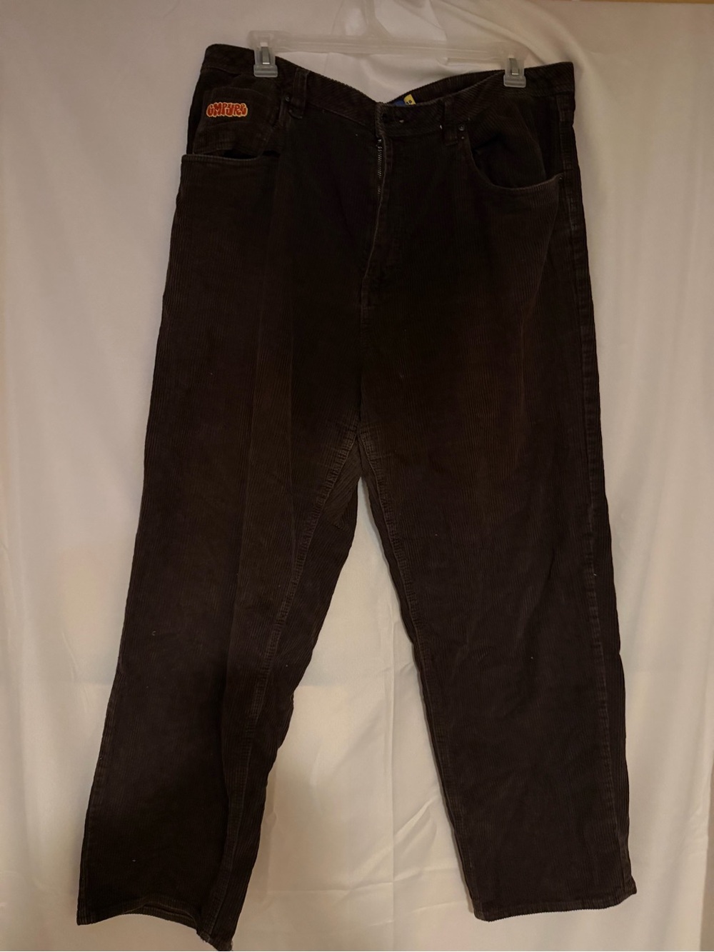 GMPYRe: Men's Corduroy Pants in Dark Brown - Classic Straight Fit
